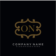 Initial letter ON logo luxury vector mark, gold color elegant classical 