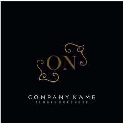 Initial letter ON logo luxury vector mark, gold color elegant classical 