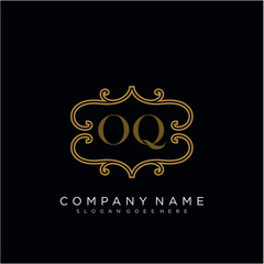 Initial letter OQ logo luxury vector mark, gold color elegant classical 