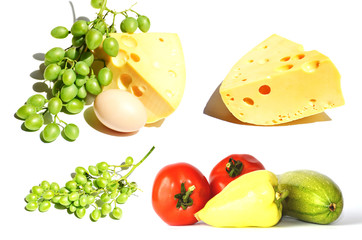 Set of food products isolated on white background, photo