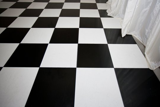 Close-up view of chequered floor