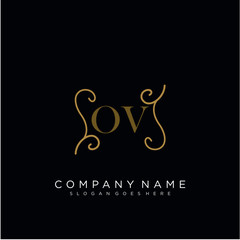 Initial letter OV  logo luxury vector mark, gold color elegant classical 