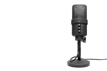 Podcasting Desktop Microphone - USB Black Isolated With Cable