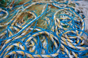 Detail of fishing nets and ropes