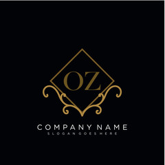Initial letter OZ logo luxury vector mark, gold color elegant classical 