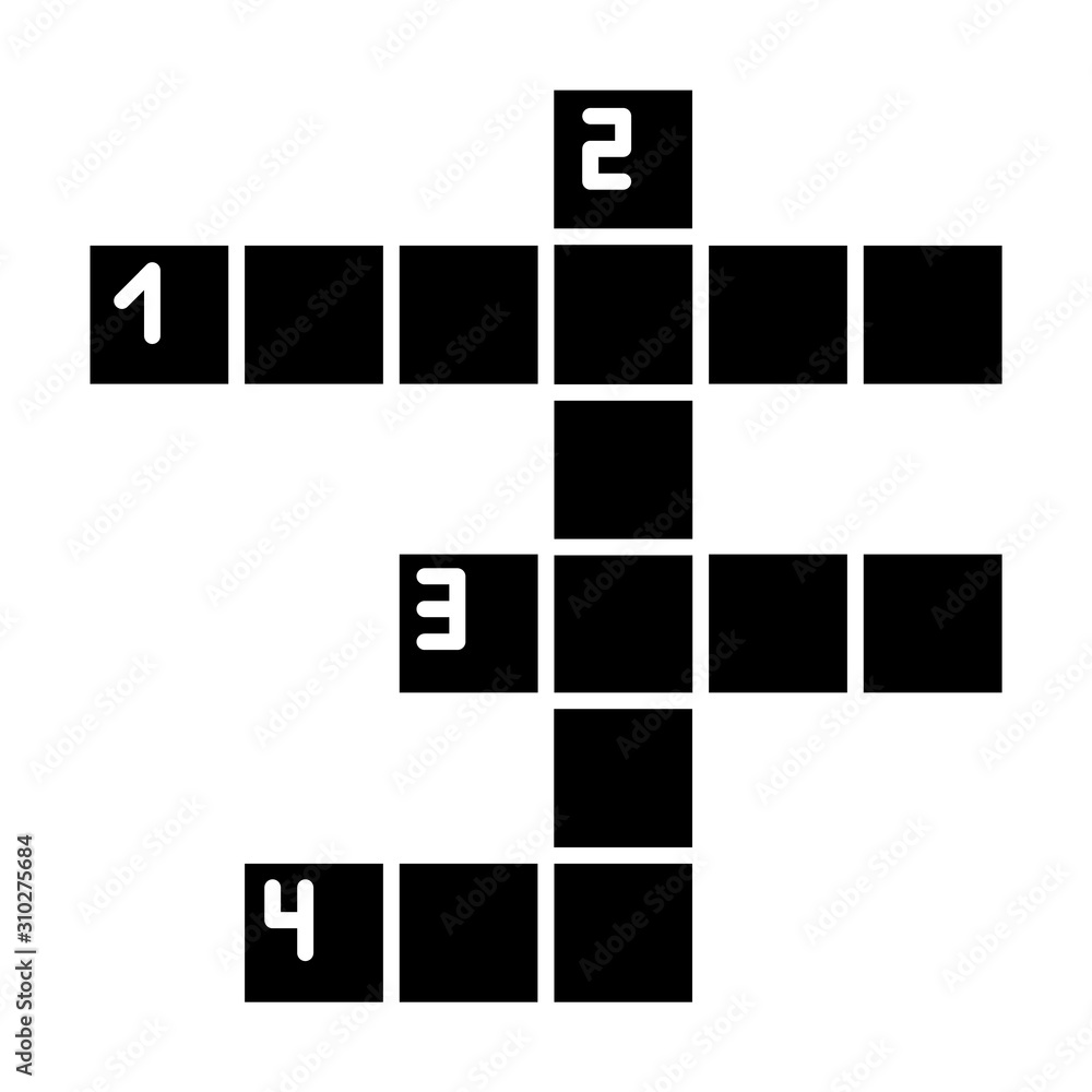 Poster crossword grid glyph icon. word puzzle. quiz. mental exercise. challenge. knowledge, intelligence te