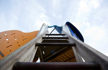 View up a ladder in a children's playground