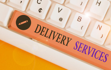Conceptual hand writing showing Delivery Services. Concept meaning the transport of items between...