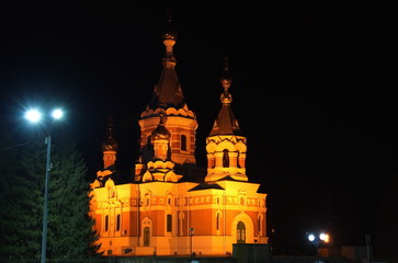 Fototapeta na wymiar Church of Christ the Savior. Night Uralsk