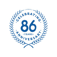 86 years design template. 86th logo. Vector and illustration.