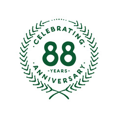 88 years design template. 88th logo. Vector and illustration.
