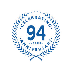 94 years design template. 94th logo. Vector and illustration.