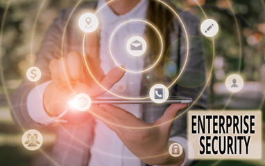 Handwriting text Enterprise Security. Conceptual photo decreasing the risk of unauthorized access to data