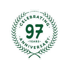 97 years design template. 97th logo. Vector and illustration.