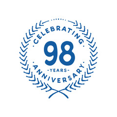 98 years design template. 98th logo. Vector and illustration.