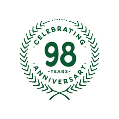 98 years design template. 98th logo. Vector and illustration.