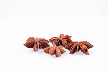 Star anise on a white background