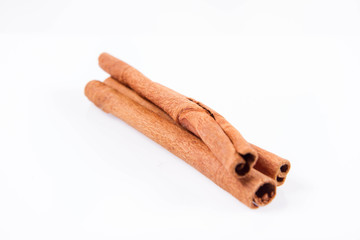 Cinnamon sticks on white background	