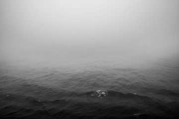 Black and white foggy sea