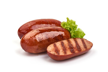 Grilled German Sausages, isolated on white background