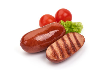 Grilled German Sausages, isolated on white background