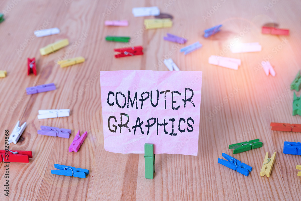 Poster conceptual hand writing showing computer graphics. concept meaning visual representations of data di