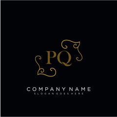 Initial letter PQ logo luxury vector mark, gold color elegant classical 