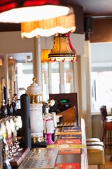 Interior of a pub, bar counter