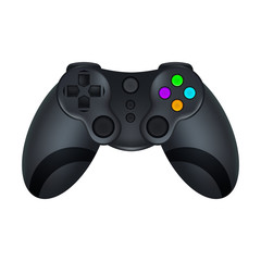 Realistic Detailed 3d Black Gamepad Joystick. Vector