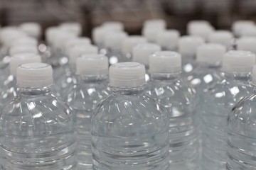 Close-up view of bottles of water
