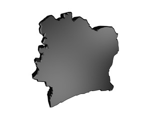 3d illustration of map of country of ivory coast