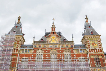 Central Train Station in Amsterdam under renovation