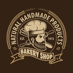 Bakery logo design template with Chef Baker. Vector illustration