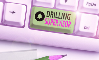 Text sign showing Drilling Supervisor. Business photo showcasing in charge of commercial oil...