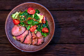 Freshly cooked delicious roast beef sliced in pieces