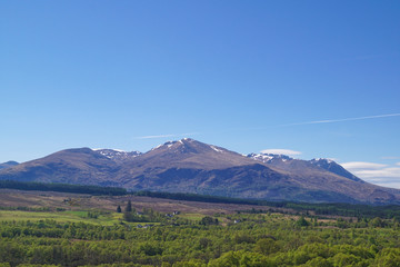 View over the mountains from the Commando Memorial near Spean bridge in Scotland