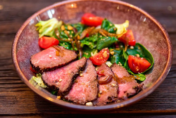 Freshly cooked delicious roast beef sliced in pieces