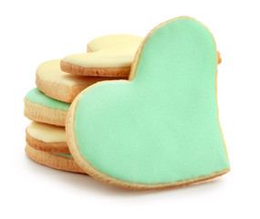 Heart shaped cookies for Valentine's day on white background