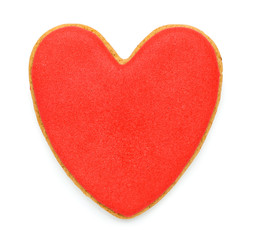 Heart shaped cookie for Valentine's day on white background
