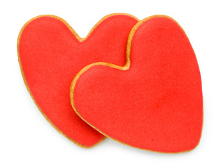 Heart shaped cookies for Valentine's day on white background