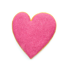 Heart shaped cookie for Valentine's day on white background