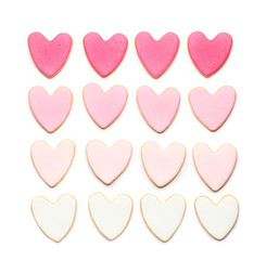 Heart shaped cookies for Valentine's day on white background