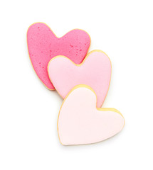 Heart shaped cookies for Valentine's day on white background