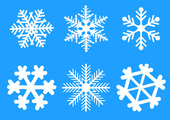 Fototapeta na wymiar set of fantasy simple snowflakes, background