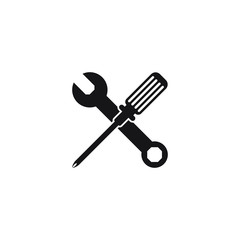 Screwdriver and wrench icon design. Maintenance symbol isolated on white background. Vector illustration