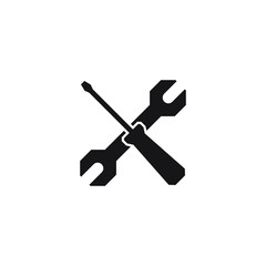 Screwdriver and wrench icon design. Maintenance symbol isolated on white background. Vector illustration