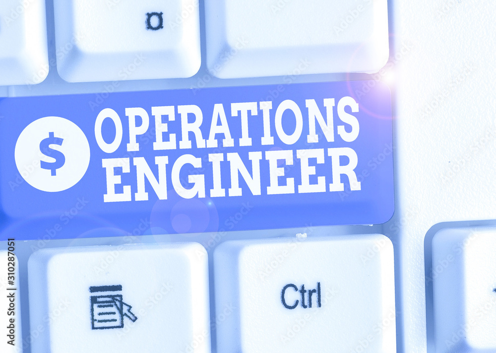 Poster writing note showing operations engineer. business concept for analyze and design operation that wil