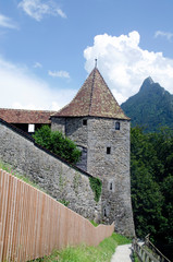 Fototapeta na wymiar The building of the old medieval castle in Gruyere, Switzerlan