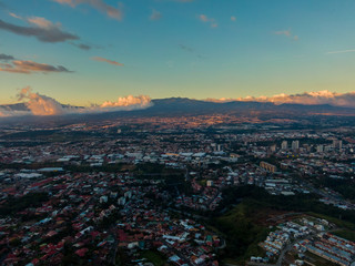 Beautiful aerial view of San Jose Costa Rica Sabana and Center