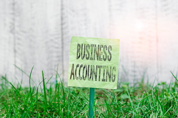Writing note showing Business Accounting. Business concept for interpreting and presenting of...